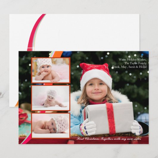 Drievoudige Overlay Fotokaart Feestdagenkaart (Voorkant / Achterkant)