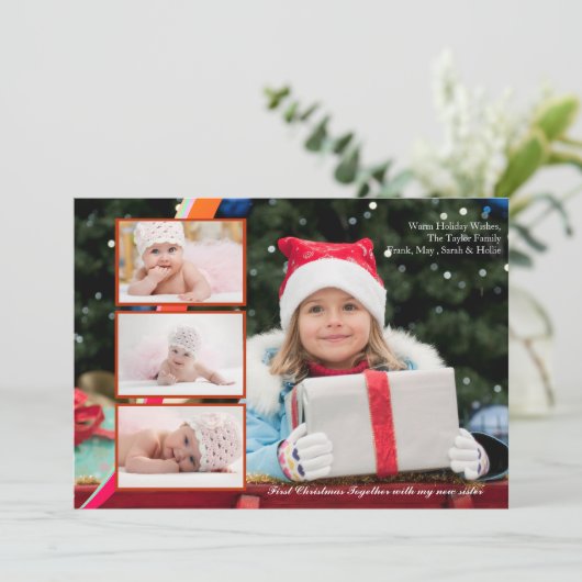 Drievoudige Overlay Fotokaart Feestdagenkaart (Staand voorkant)