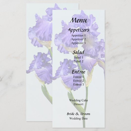 Drievoudige Paarse Iris Menu (Voorkant / Achterkant)