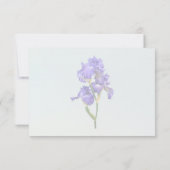 Drievoudige Paarse Iris RSVP Kaartje (Achterkant)