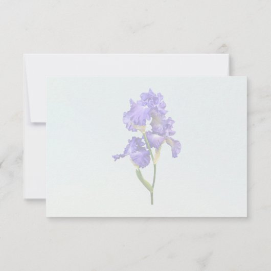 Drievoudige Paarse Iris RSVP Kaartje (Achterkant)