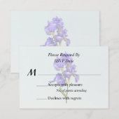 Drievoudige Paarse Iris RSVP Kaartje (Voorkant / Achterkant)