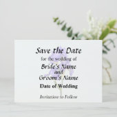 Drievoudige Paarse Iris Save The Date (Staand voorkant)
