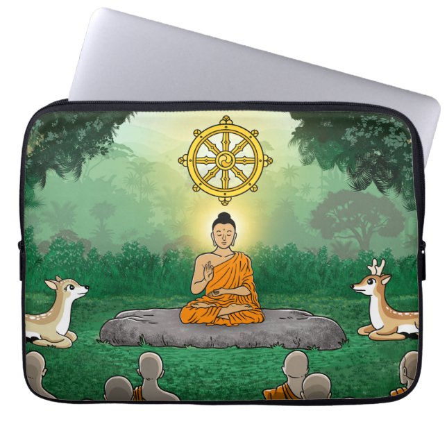 Drievoudige Pareltjes: Boeddha, Dharma, Sangha-lap Laptop Sleeve (Voorkant)