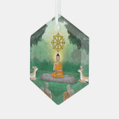 Drievoudige Pareltjes: Boeddha, Dharma, Sangha Orn Glas Ornament (Voorkant links)