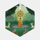 Drievoudige Pareltjes: Boeddha, Dharma, Sangha Orn Glas Ornament (Achterkant)
