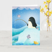 Drievoudige probleempinguïnen - Wenskaart Kaart (Gele Bloem)