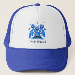 Drievoudige Problemen Schattige Blauwe Driekoppige Trucker Pet