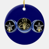 Drievoudige ronddraaiende ronddraaiende maan versi keramisch ornament (Achterkant)