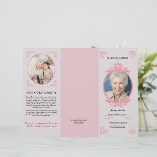 Drievoudige Sjabloon van het begrafenisprogramma (Staand voorkant)