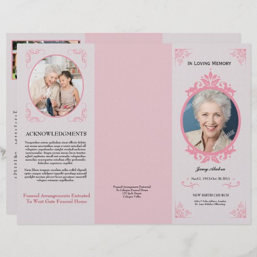 Drievoudige Sjabloon van het begrafenisprogramma (Voorkant / Achterkant)