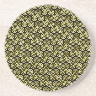 Drievoudige spiraal triskele Keltisch Khaki Beige Zandsteen Onderzetter