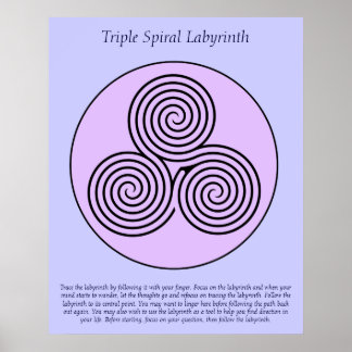 Drievoudige spiraalvormige Vingerlabyrint. Poster
