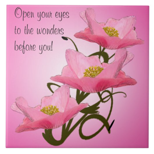 Drievoudige stapel  roze roze roze roze roze roze  tegeltje (Voorkant)