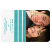 Drievoudige Stripe Foto Save the Date Magnet, Blau Magneet (Horizontaal)