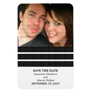 Drievoudige Stripe foto Save the Date Magnet, Ebon Magneet