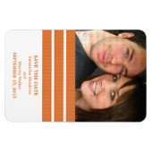 Drievoudige Stripe Foto Save the Date Magnet, Oran Magneet (Horizontaal)