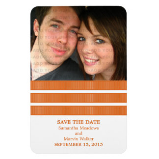 Drievoudige Stripe Foto Save the Date Magnet, Oran Magneet