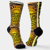 Drievoudige Tiki Beeldhouwwerken Thunder_Cove Sokken (Gebogen)