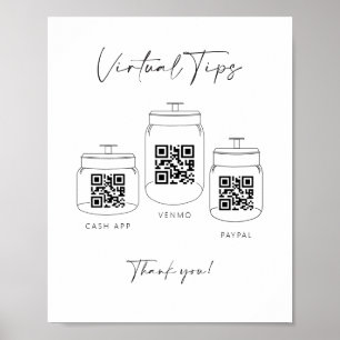 Drievoudige tip Jar Scan QR Code Cash App Payment  Poster