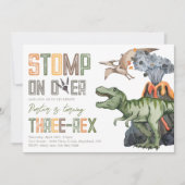 Drievoudige uitnodiging van Dinosaur Birthday (Voorkant)