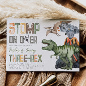 Drievoudige uitnodiging van Dinosaur Birthday