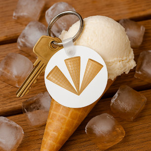 Drievoudige Wafel Ijsje Kegel Zomer Dessert Sleutelhanger