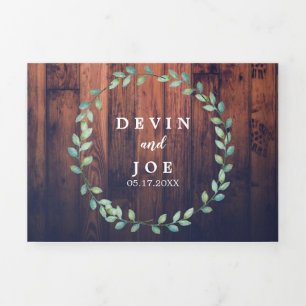 Drievoudige Waterverf Greenery Wedding Invitation Drieluik Uitnodiging