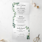 Drievoudige Waterverf Greenery Wedding Invitation Drieluik Uitnodiging (Binnen)