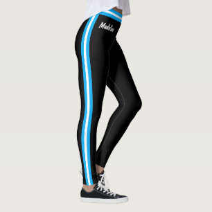 Drievoudige zijband geeft Kleuren en Naam op BLACK Leggings