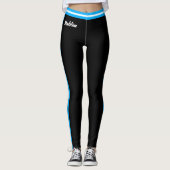 Drievoudige zijband geeft Kleuren en Naam op BLACK Leggings (Voorkant)
