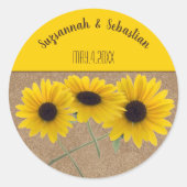 Drievoudige zonnebloem Foto's van elke evenementen Ronde Sticker (Voorkant)