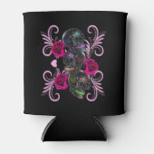 Drievoudige zwarte dag van de dode schedels roze r blikjeskoeler (Voorkant)