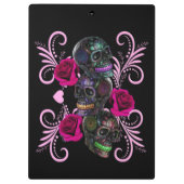 Drievoudige zwarte dag van de dode schedels roze r klembord (Achterkant)