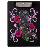 Drievoudige zwarte dag van de dode schedels roze r klembord (Voorkant)