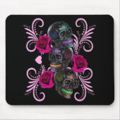 Drievoudige zwarte dag van de dode schedels roze r muismat (Voorkant)