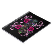 Drievoudige zwarte dag van de dode schedels roze r notitieboek (Linkerzijde)