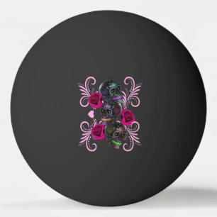 Drievoudige zwarte dag van de dode schedels roze r pingpongbal