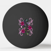 Drievoudige zwarte dag van de dode schedels roze r pingpongbal (Achterkant)