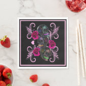 Drievoudige zwarte dag van de dode schedels roze r servet (Insitu)