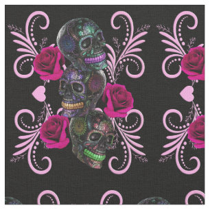 Drievoudige zwarte dag van de dode schedels roze r stof