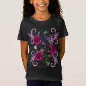 Drievoudige zwarte dag van de dode schedels roze r t-shirt (Voorkant)
