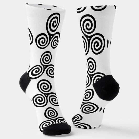 Drievoudige Zwarte Spiralen Thunder_Cove Sokken (Gebogen)