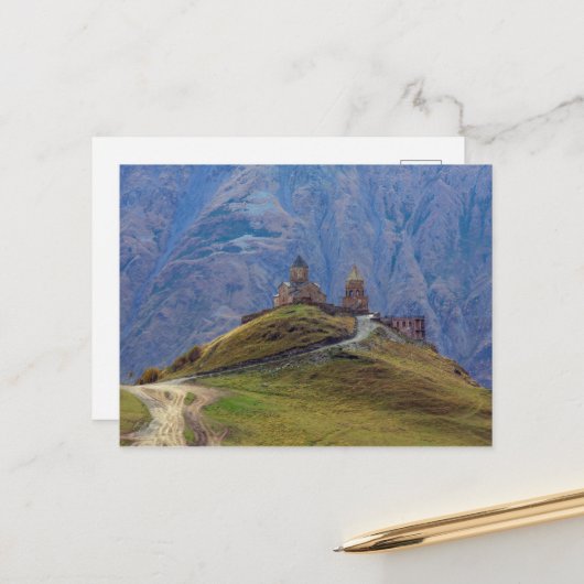 Drievuldigheidskerk Stepantsminda Kazbegi Georgia Briefkaart (Voorkant / Achterkant in situ)