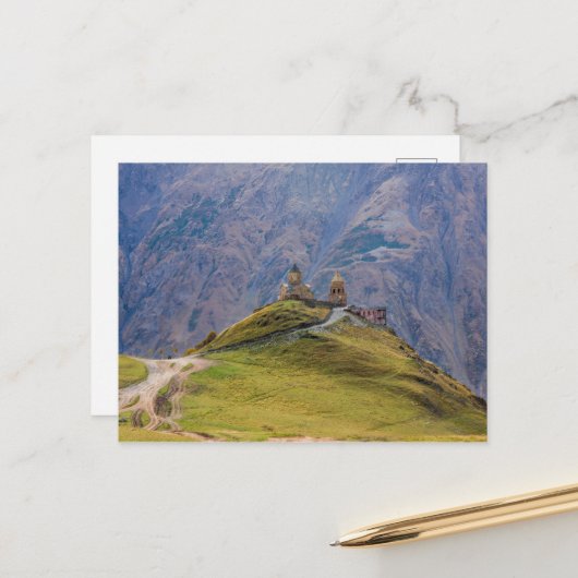 Drievuldigheidskerk Stepantsminda Kazbegi Georgia Briefkaart (Voorkant / Achterkant in situ)