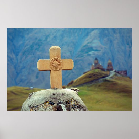 Drievuldigheidskerk Stepantsminda Kazbegi Georgia Poster (Voorkant)