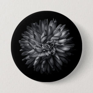 Driewerende bloemen in zwart-wit 20 ronde button 7,6 cm