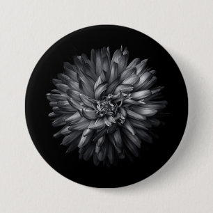 Driewerende bloemen in zwart-wit 20 ronde button 7,6 cm