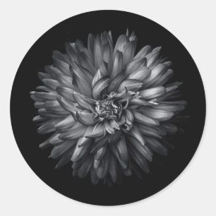 Driewerende bloemen in zwart-wit 20 ronde sticker