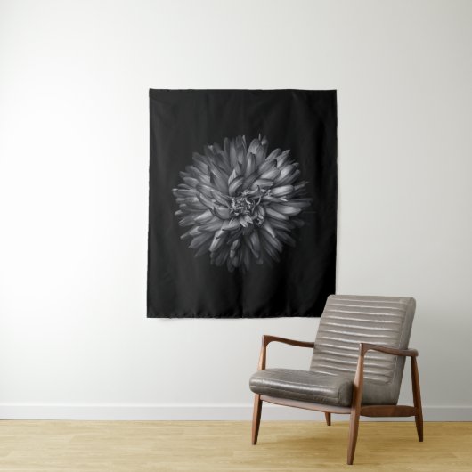 Driewerende bloemen in zwart-wit 20 wandkleed (In situ)